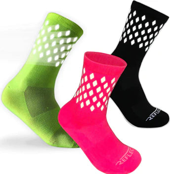 Reflectoes Reflective Running  Cycling Socks – High Visibility Crew Socks for Night Running, Trail & Winter Safety