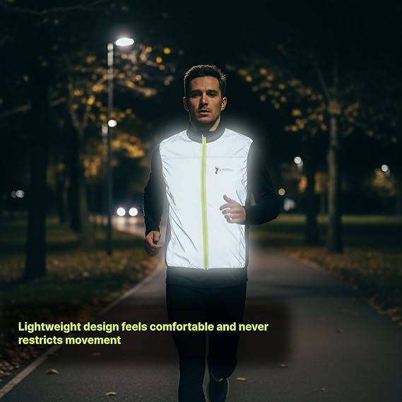Reflective Deluxe Vest for Running & Cycling High Visibility Safety Vest with 4 Pockets