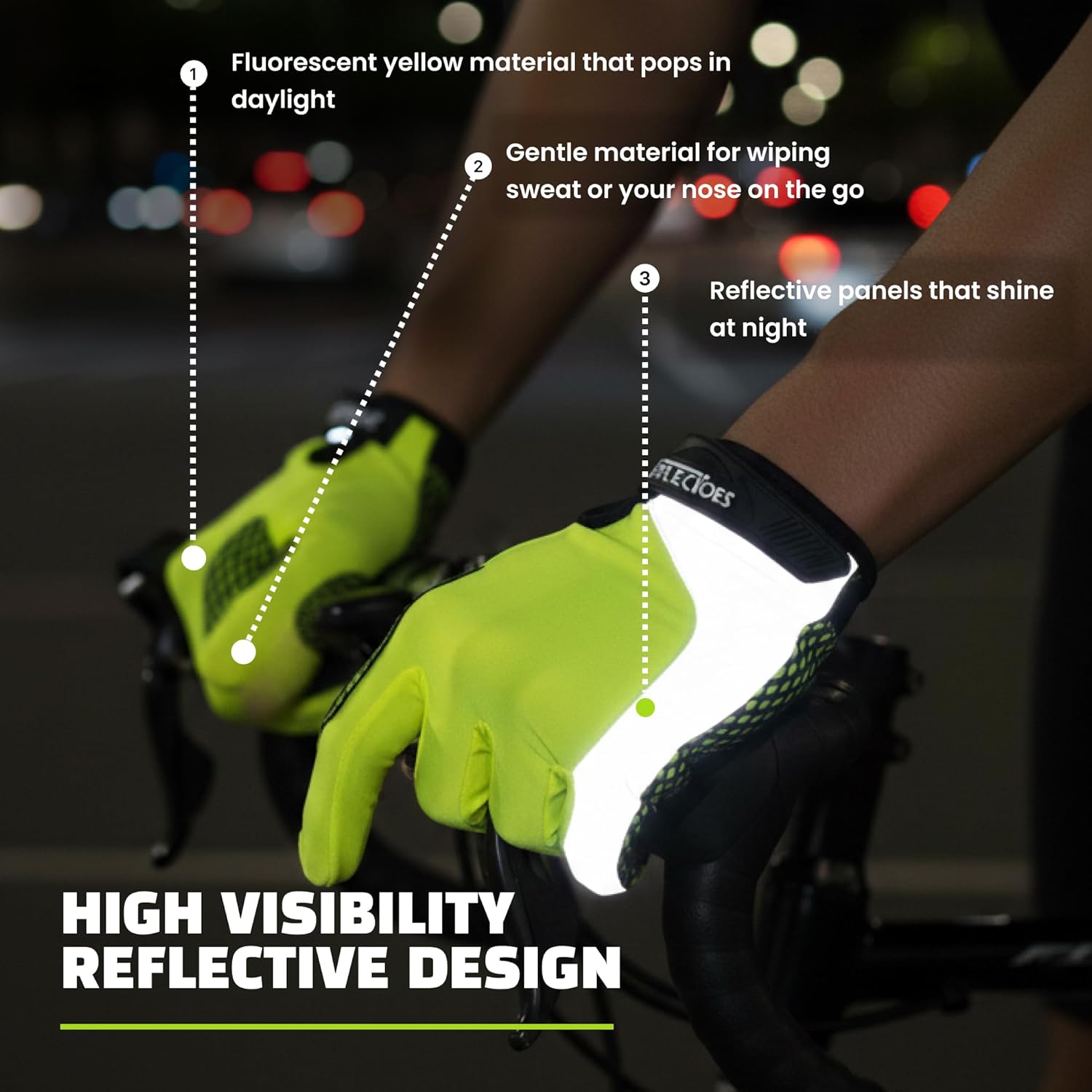 ReflecToes High Visibility Summer Cycling Gloves