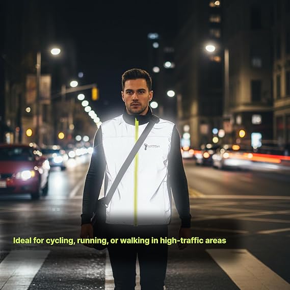 Reflective Deluxe Vest for Running & Cycling High Visibility Safety Vest with 4 Pockets