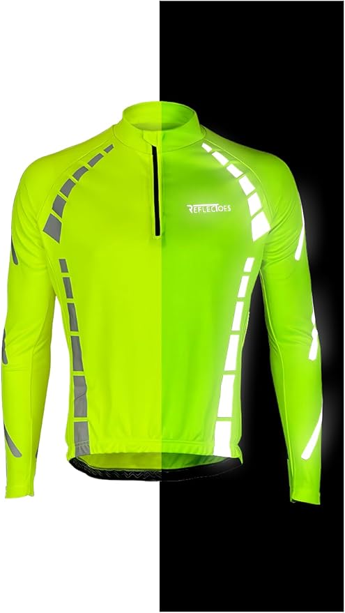 Reflective Cycling Jersey Full Sleeve for Men & Women – Breathable Bike Shirt with Pockets and Reflective Trim
