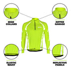 Reflective Half-Zip Cycling Jersey, High Visibility with Retroreflective Sleeves and Pockets