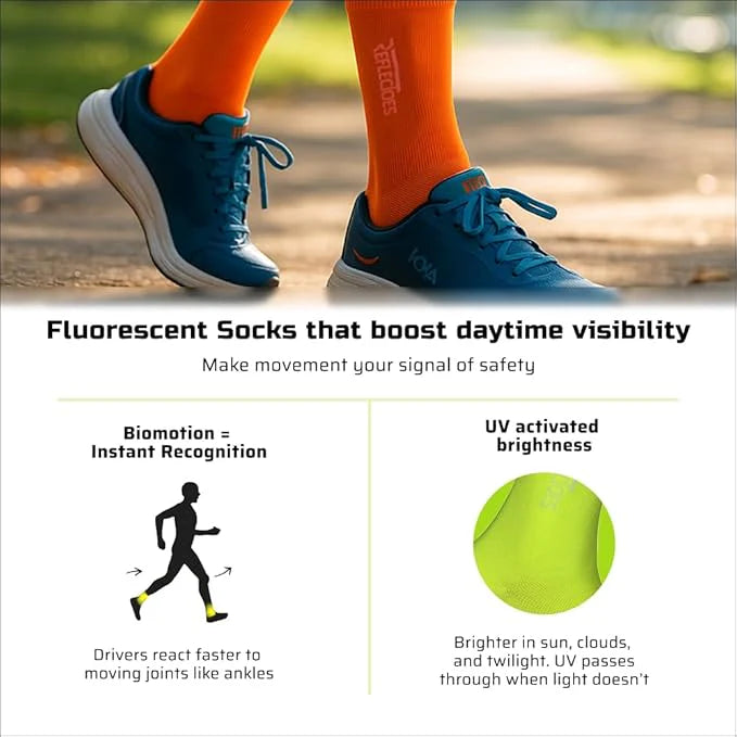 Fluorescent Cycling High Visibility Neon Socks for Daytime Running & Cycling (3 Pairs)