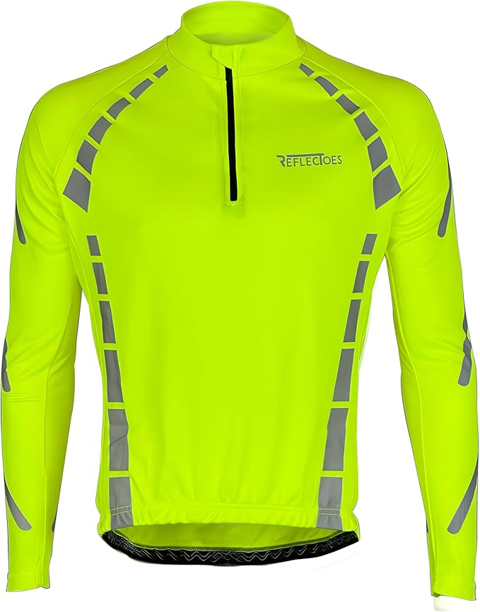 Reflective Cycling Jersey Full Sleeve for Men & Women – Breathable Bike Shirt with Pockets and Reflective Trim