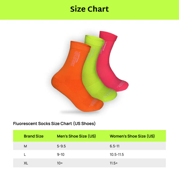 Fluorescent Cycling High Visibility Neon Socks for Daytime Running & Cycling (3 Pairs)