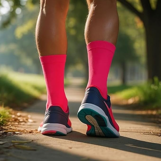 Fluorescent Cycling High Visibility Neon Socks for Daytime Running & Cycling (3 Pairs)