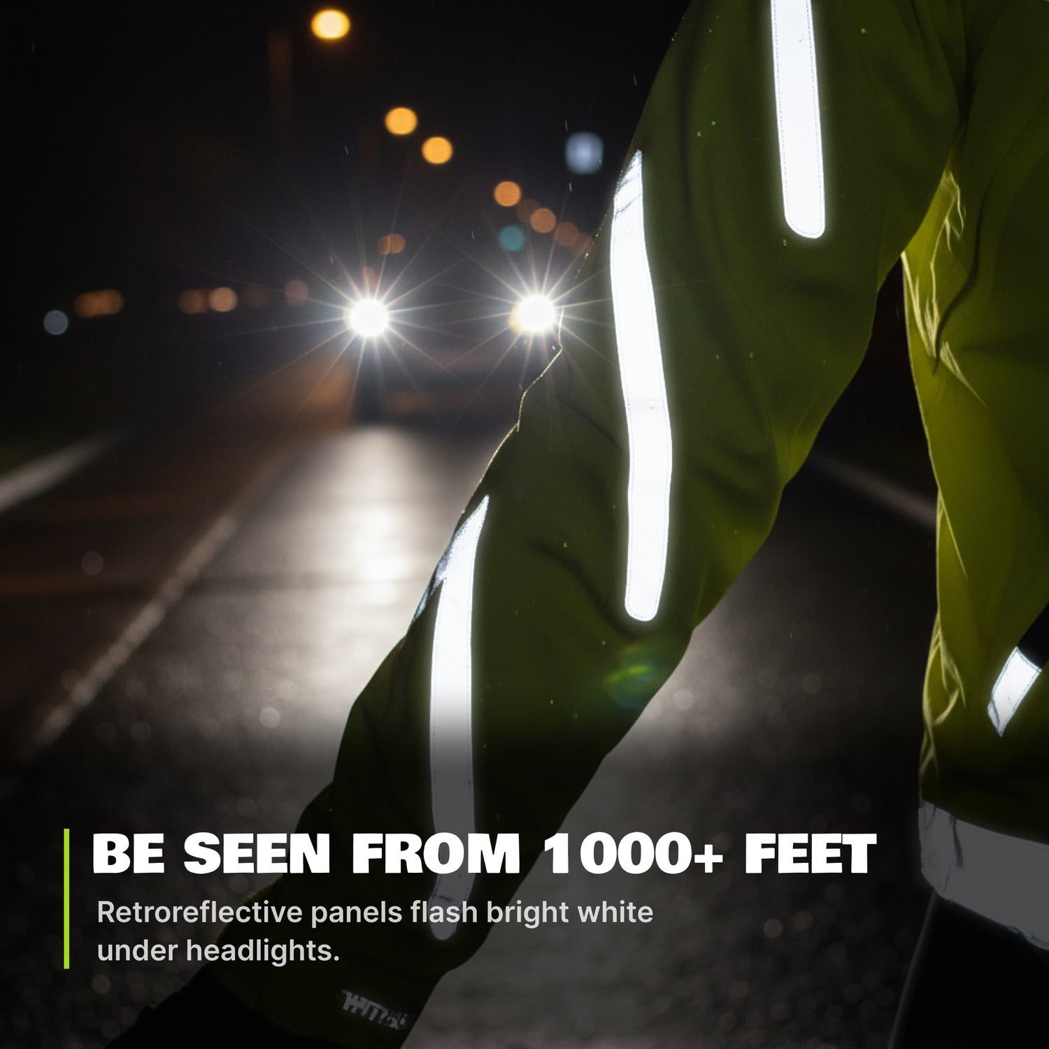 Reflective Rain Jacket - High Visibility Waterproof Cycling Jacket with Hood & Pockets