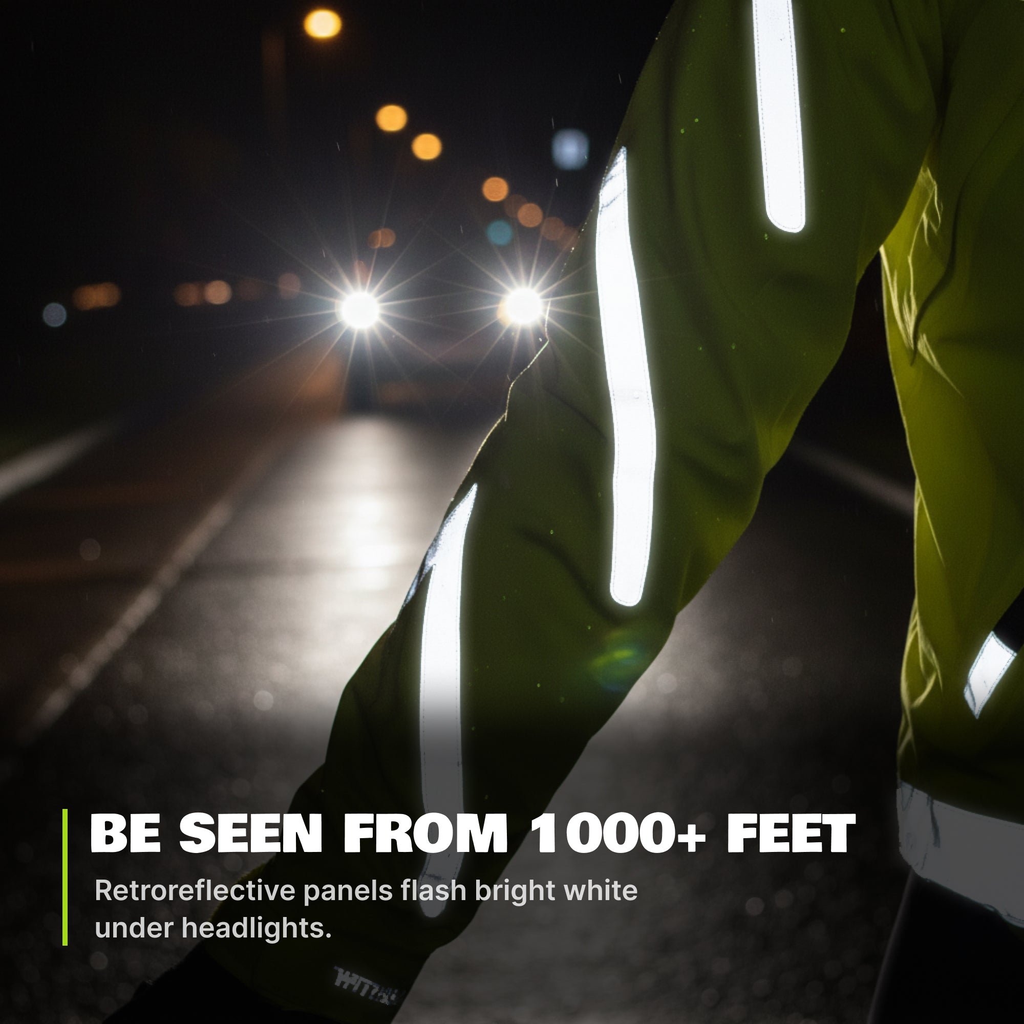 Reflective Rain Jacket - High Visibility Waterproof Cycling Jacket with Hood & Pockets