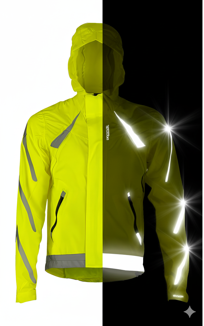 Reflective Rain Jacket – Fluorescent Waterproof Jacket with Hood & Pockets