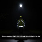 Reflective Rain Jacket - High Visibility Waterproof Cycling Jacket with Hood & Pockets