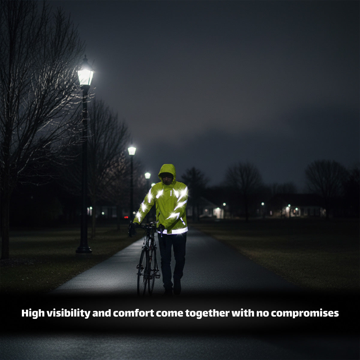 Reflective Rain Jacket – Fluorescent Waterproof Jacket with Hood & Pockets