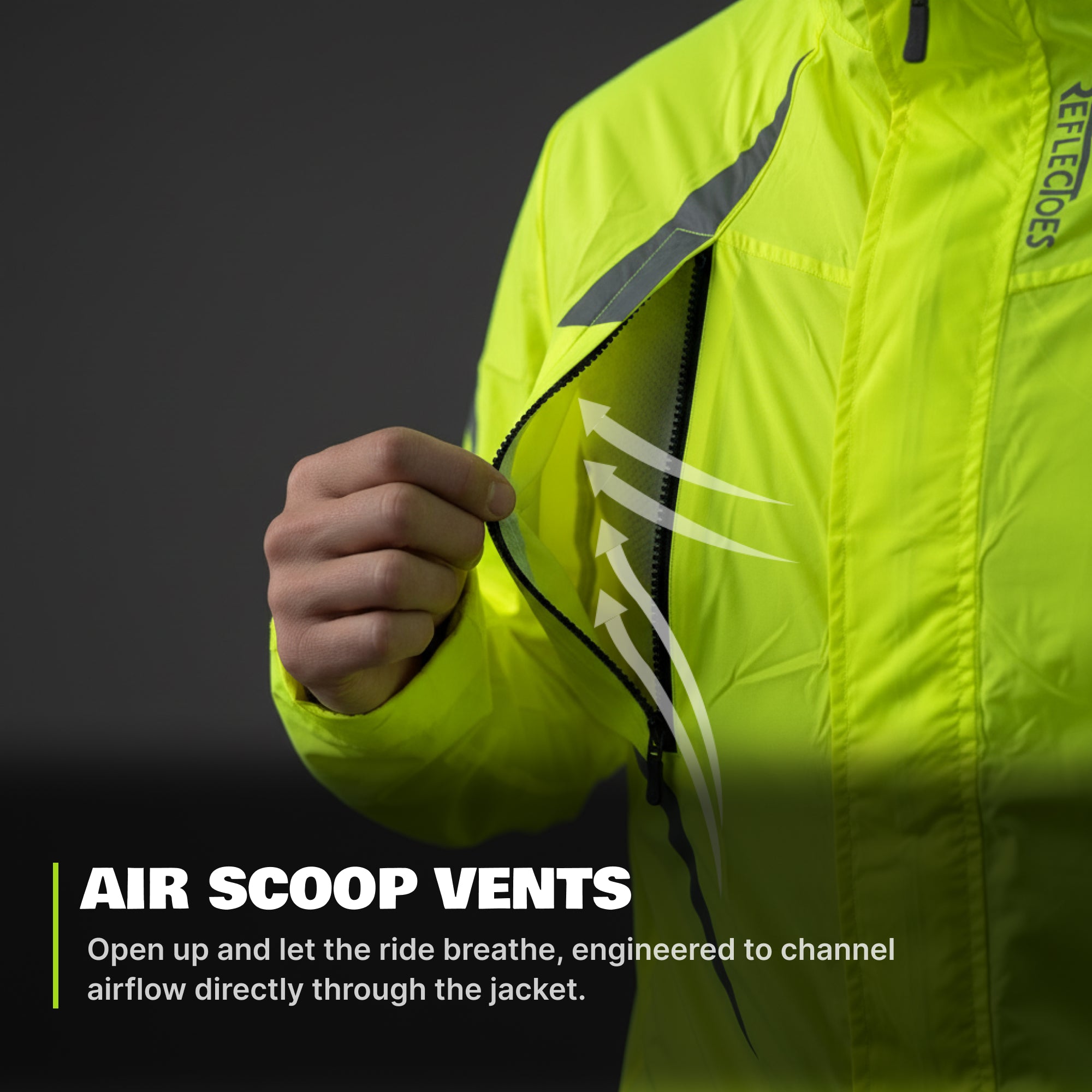 Reflective Rain Jacket - High Visibility Waterproof Cycling Jacket with Hood & Pockets