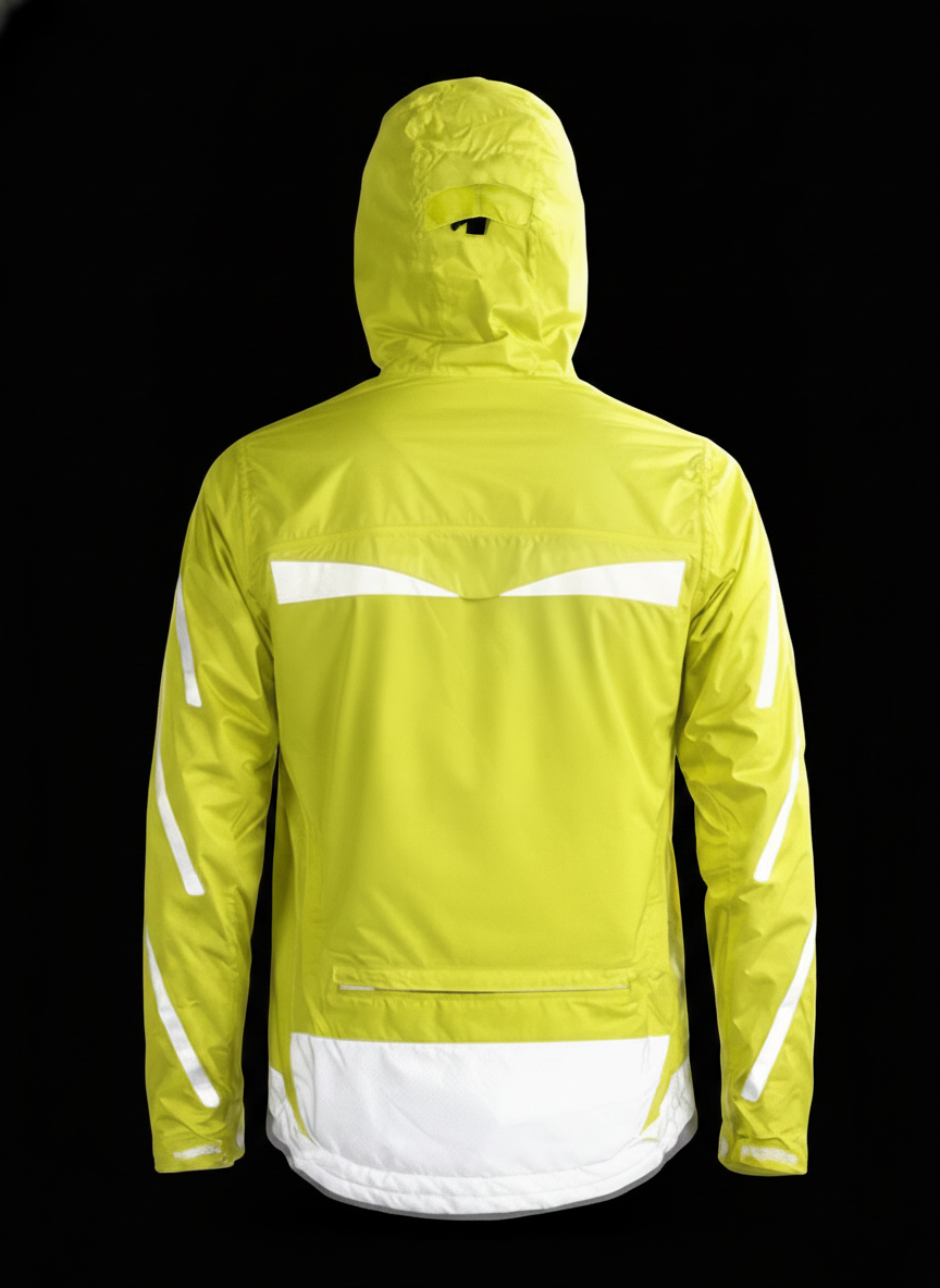 Reflective Rain Jacket - High Visibility Waterproof Cycling Jacket with Hood & Pockets