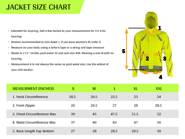 Reflective Rain Jacket - High Visibility Waterproof Cycling Jacket with Hood & Pockets
