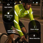Reflective Half-Zip Cycling Jersey, High Visibility with Retroreflective Sleeves and Pockets