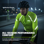 Reflective Half-Zip Cycling Jersey, High Visibility with Retroreflective Sleeves and Pockets