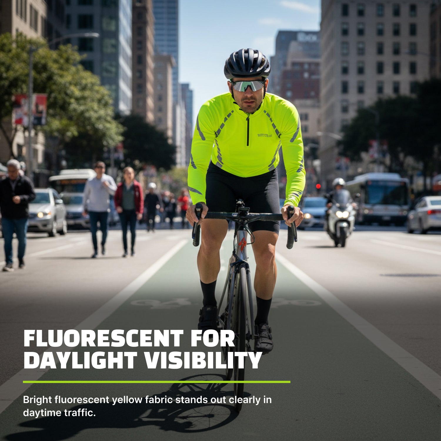 Reflective Half-Zip Cycling Jersey, High Visibility with Retroreflective Sleeves and Pockets