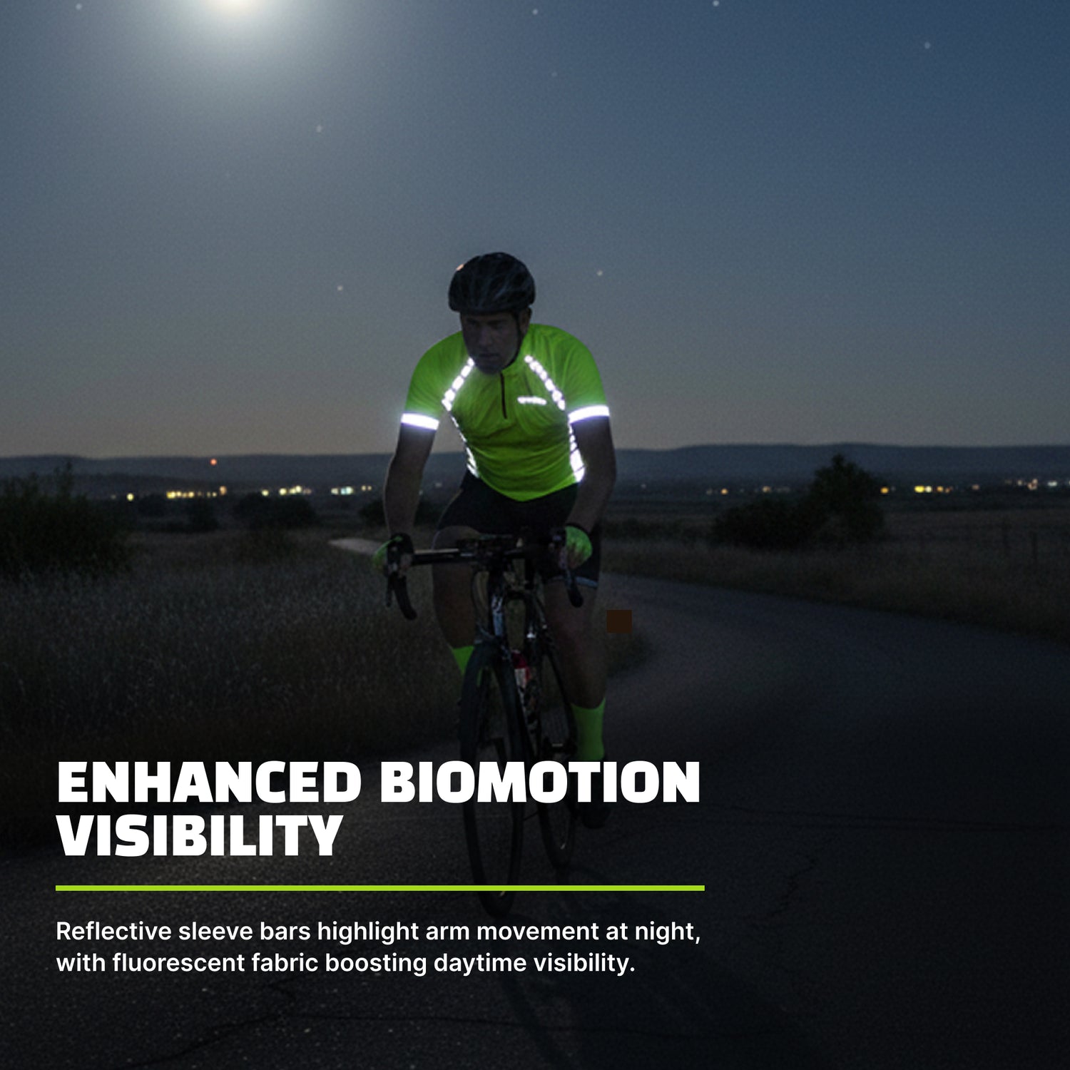 Reflective Half-Zip Cycling Jersey, High Visibility with Retroreflective Sleeves and Pockets