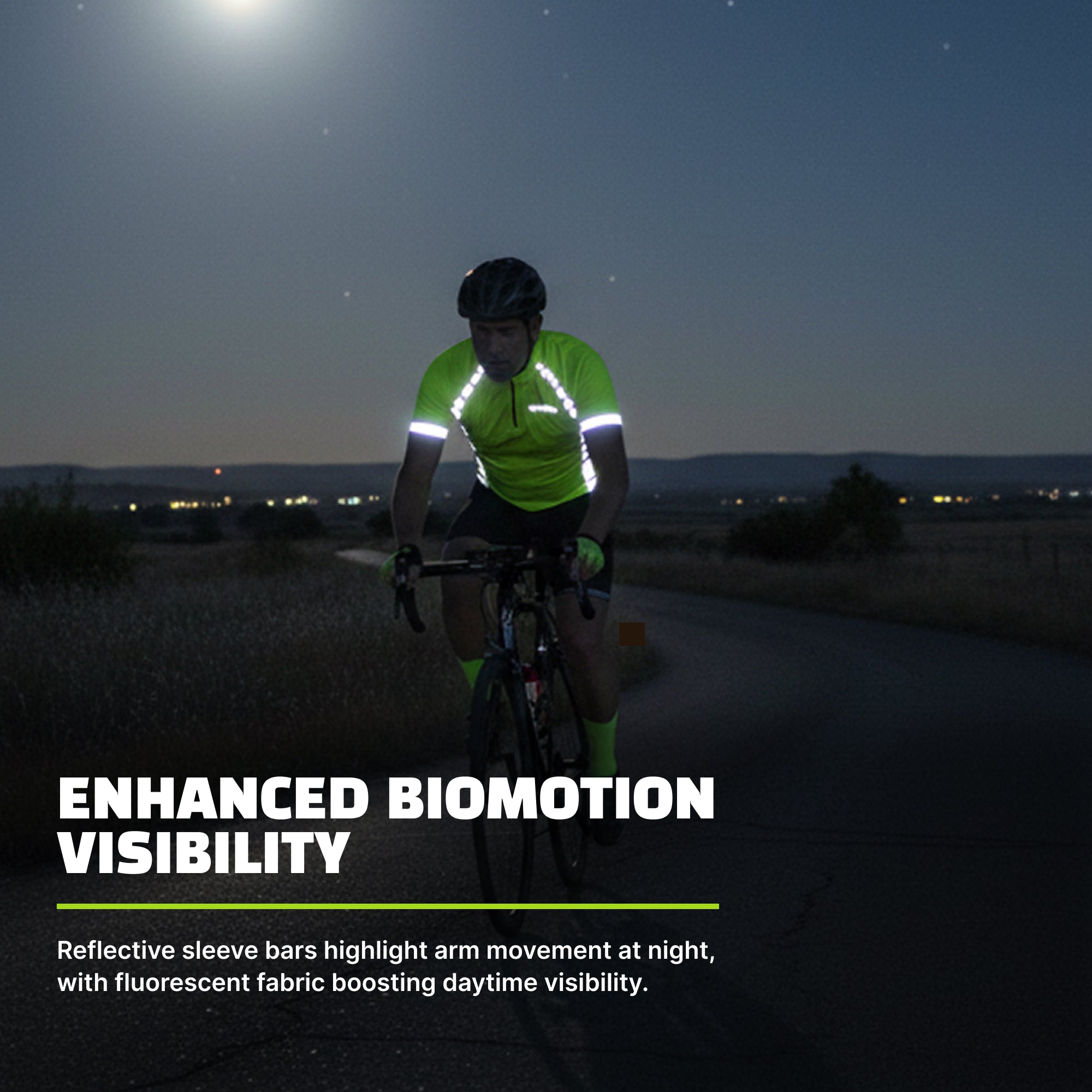 Reflective Half-Zip Cycling Jersey, High Visibility with Retroreflective Sleeves and Pockets