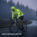 Reflective Rain Jacket - High Visibility Waterproof Cycling Jacket with Hood & Pockets
