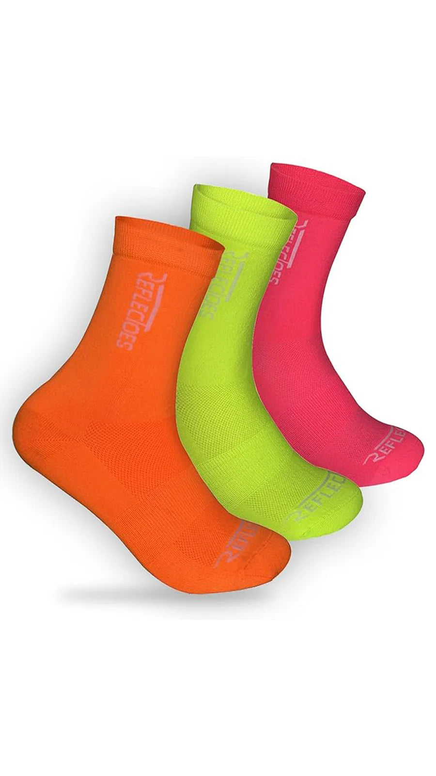 Fluorescent Cycling High Visibility Neon Socks for Daytime Running & Cycling (3 Pairs)