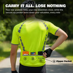 Reflective Half-Zip Cycling Jersey, High Visibility with Retroreflective Sleeves and Pockets