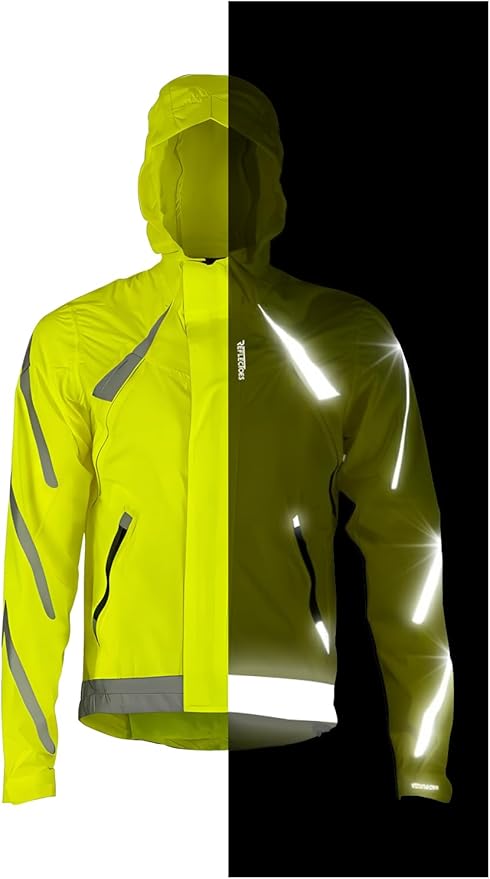 Reflective Jacket for Men & Women - Waterproof and Windbreaker Jacket with Hood, Back Pocket & Vents