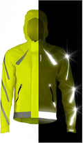 Reflective Rain Jacket - High Visibility Waterproof Cycling Jacket with Hood & Pockets