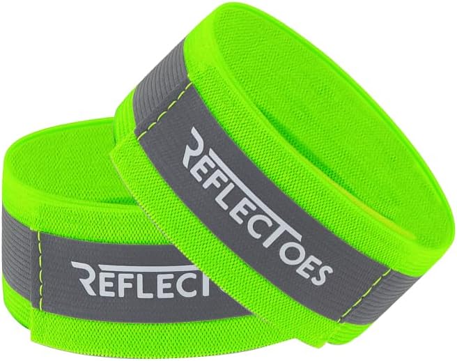 Reflective Safety Bands 2-Pack High-Visibility Fluorescent Arm, Ankle or Wrist Straps