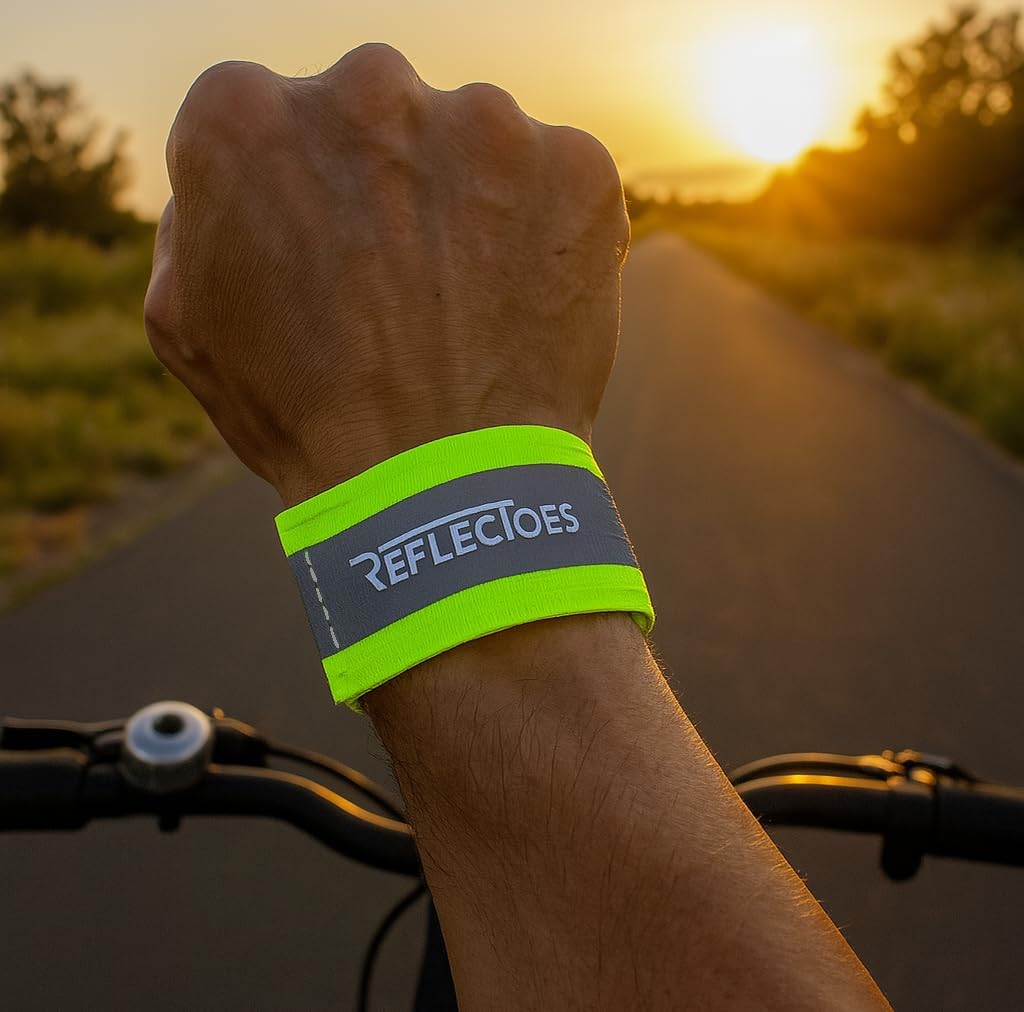 Reflective Safety Bands 2-Pack High-Visibility Fluorescent Arm, Ankle or Wrist Straps