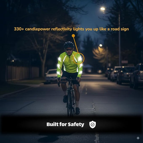 Reflective Cycling Jersey Full Sleeve for Men & Women – Breathable Bike Shirt with Pockets and Reflective Trim