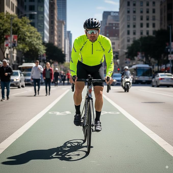 Reflective Cycling Jersey Full Sleeve for Men & Women – Breathable Bike Shirt with Pockets and Reflective Trim
