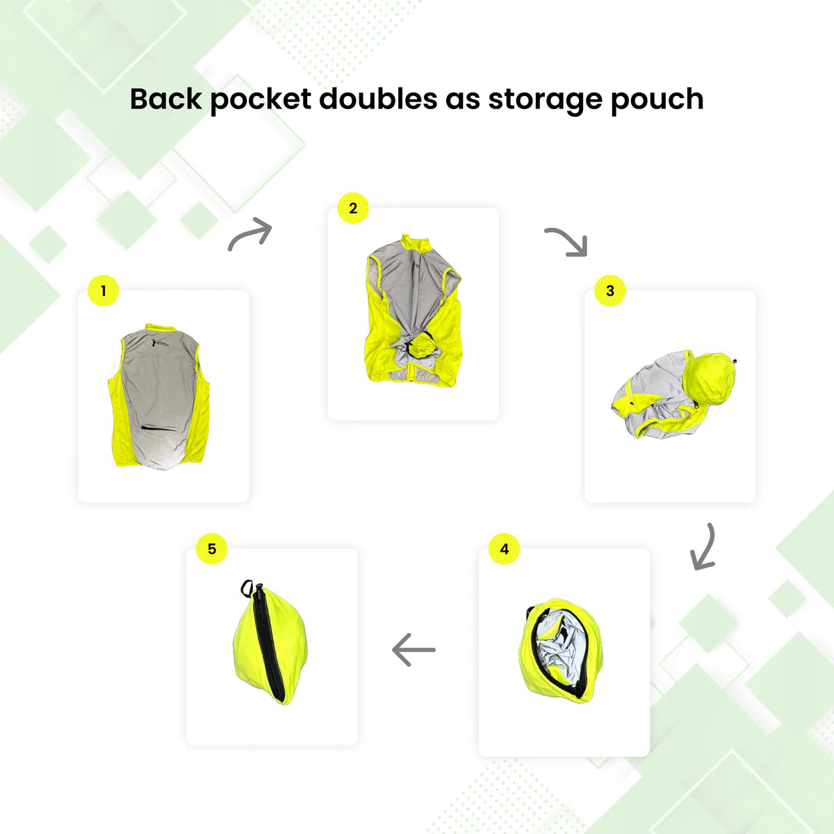 Reflective Packable Running Vest - High Visibility Windbreaker for Cycling
