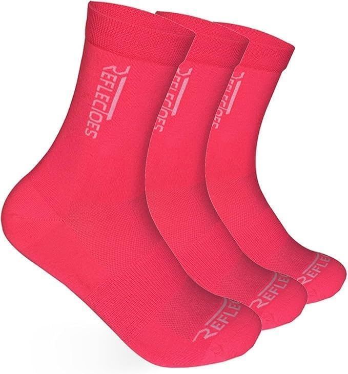 Fluorescent Cycling High Visibility Neon Socks for Daytime Running & Cycling (3 Pairs)