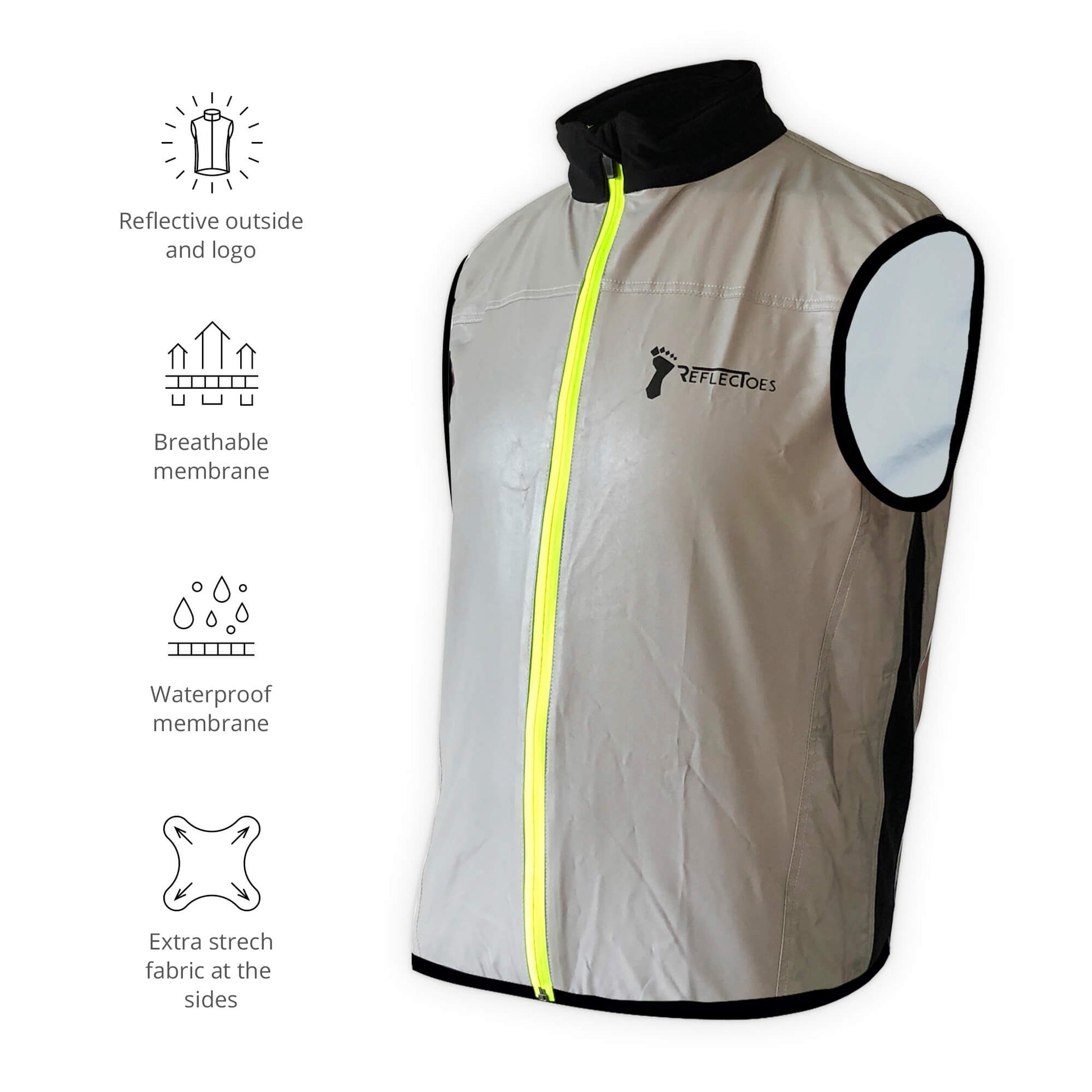 ReflecToes Deluxe Reflective Vest for Running, Walking and Cycling 4 Pockets