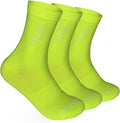 Three neon yellow-green ReflecToes crew socks stacked on white background